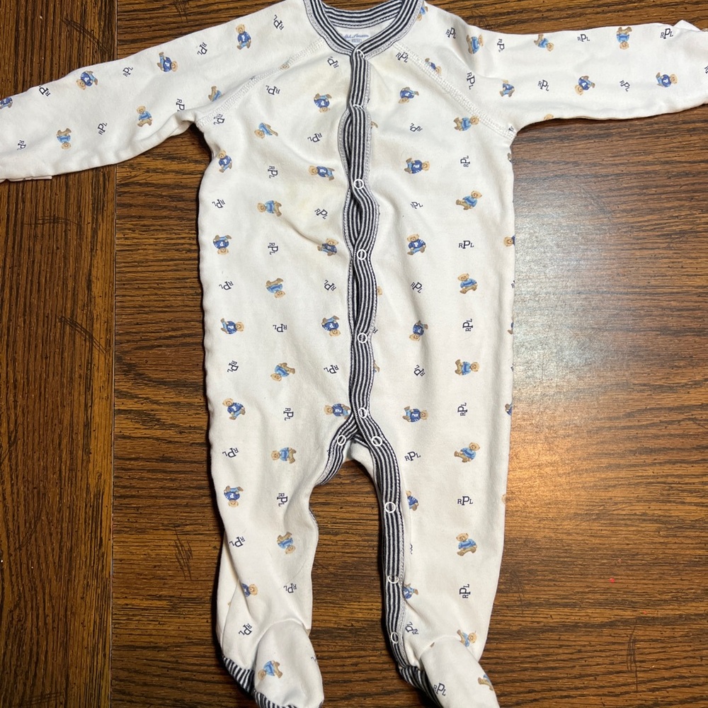 Ralph Lauren polo bears white 6 months sleep and play outfit B1G1 50% off